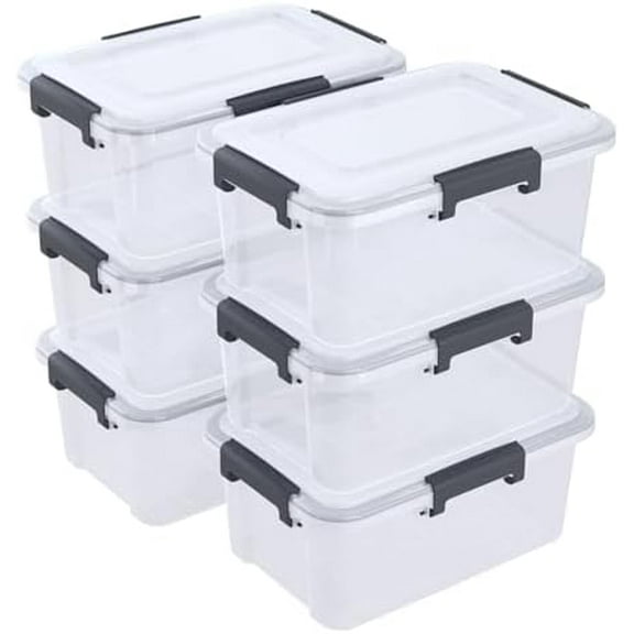 10 Quart Airtight Storage Tote pack of 6, Clear Latching Storage Box$$Home Decor, Kitchen, & Other