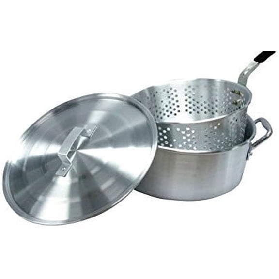 10 Quart Aluminum Fry Pot with Basket and Lid by$$Garden & Patio