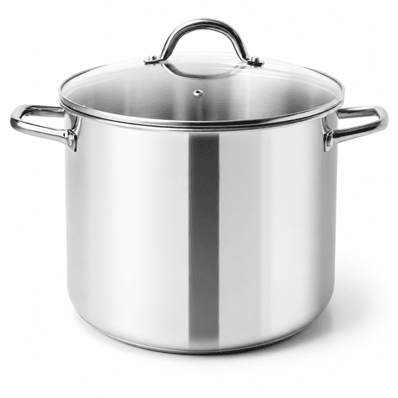 10 Quart Stock Pot With Gllid - Nickel Free Stainless Steel 10 Qt Pots Handle Mirror Polished Stockpot 10 Induction Cooking Soup