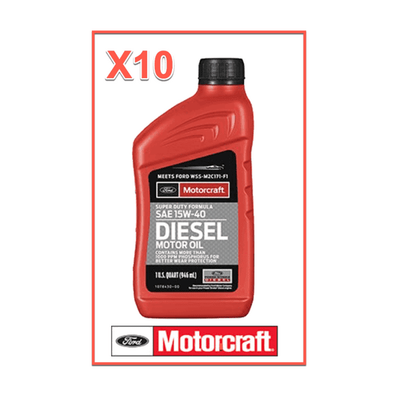 10 Quarts Diesel Engine Motor Oil FORD/Motorcraft SAE 15W-40 Super Duty MPN #XO-15W40-QSD