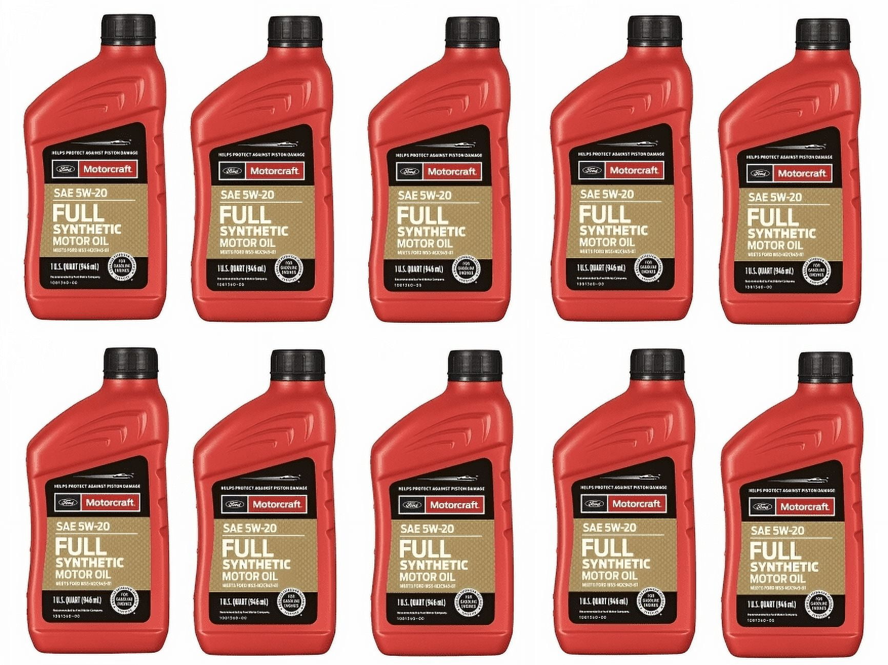 10 Quarts Engine Motor Oil OEM Full Synthetic FORD/Motorcraft SAE 5W-20 Mpn #XO-5W20-Q1FS