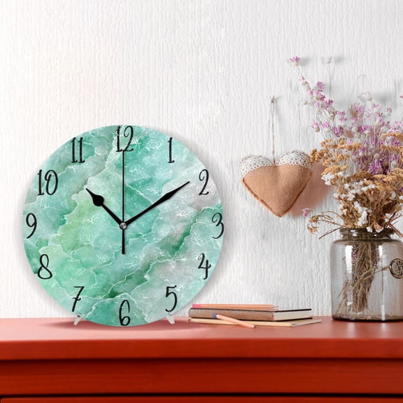 10" Quartz Indoor Wall Clock Silent Mechanism - Calm Mint Marble Pattern