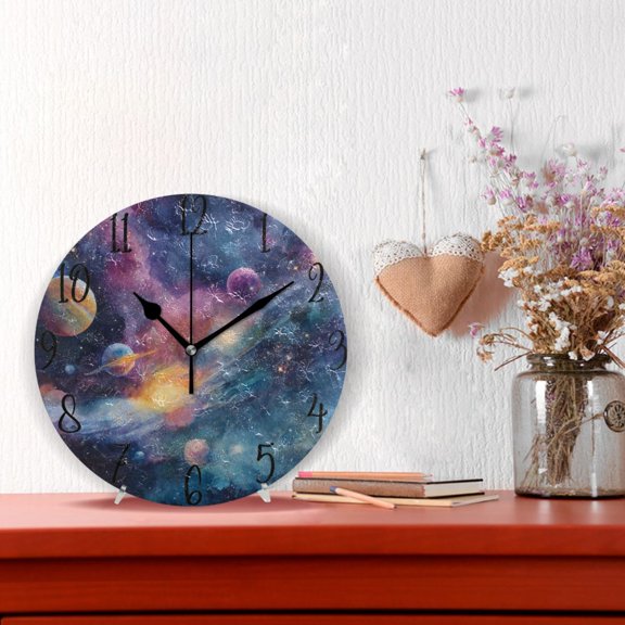 10" Quartz Indoor Wall Clock Silent Mechanism - Candy Cosmic Planets