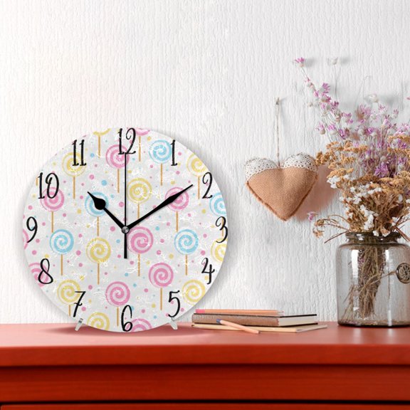 10" Quartz Indoor Wall Clock Silent Mechanism / Candy Lollipop Pattern