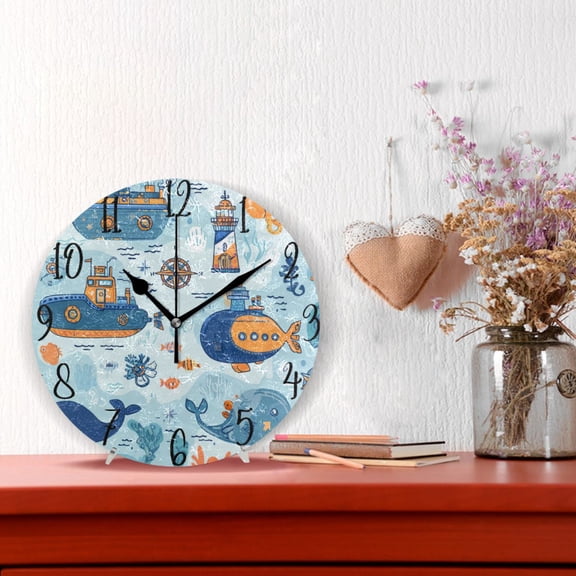 10" Quartz Indoor Wall Clock Silent Mechanism / Cartoon Ocean World