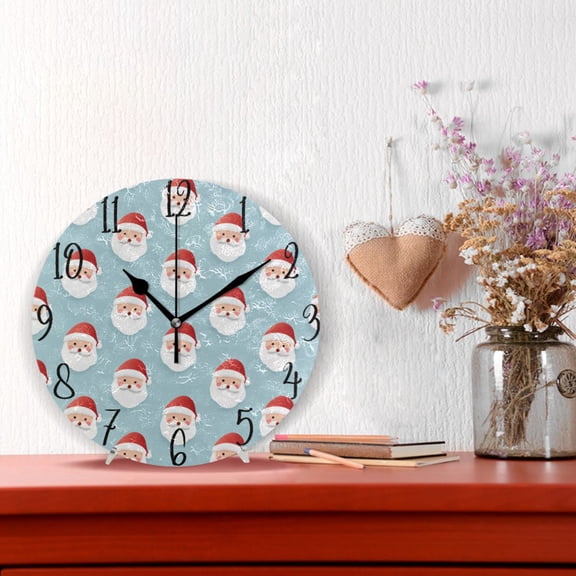 10" Quartz Indoor Wall Clock Silent Mechanism / Cartoon-style Santa Claus Faces
