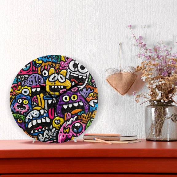 10" Quartz Indoor Wall Clock Silent Mechanism / Colorful Cartoon Monsters
