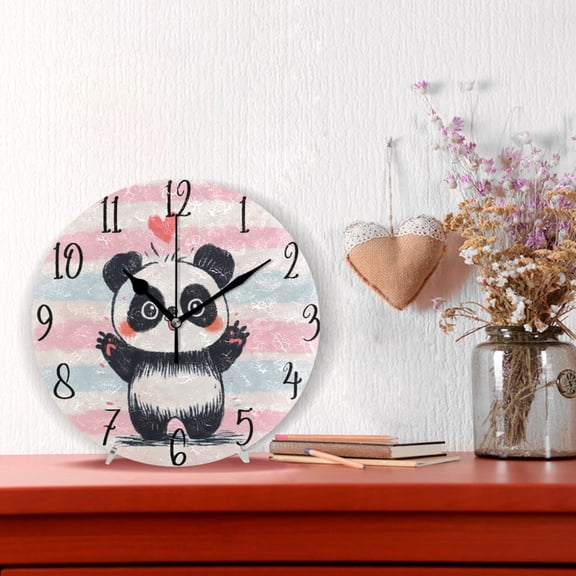 10" Quartz Indoor Wall Clock Silent Mechanism - Crayon Panda Illustration