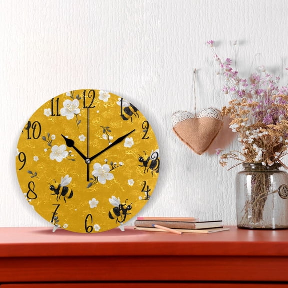 10" Quartz Indoor Wall Clock Silent Mechanism / Cute Cartoon Bees