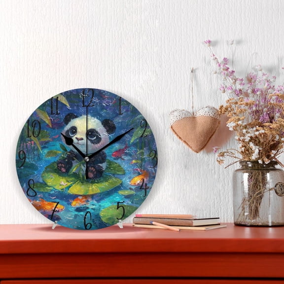 10" Quartz Indoor Wall Clock Silent Mechanism / Cute Panda Baby Pattern