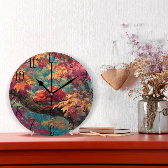 10" Quartz Indoor Wall Clock Silent Mechanism / Cute Red Dragon at Rest