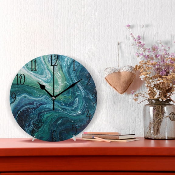 10" Quartz Indoor Wall Clock Silent Mechanism / Dark Blue Fluid