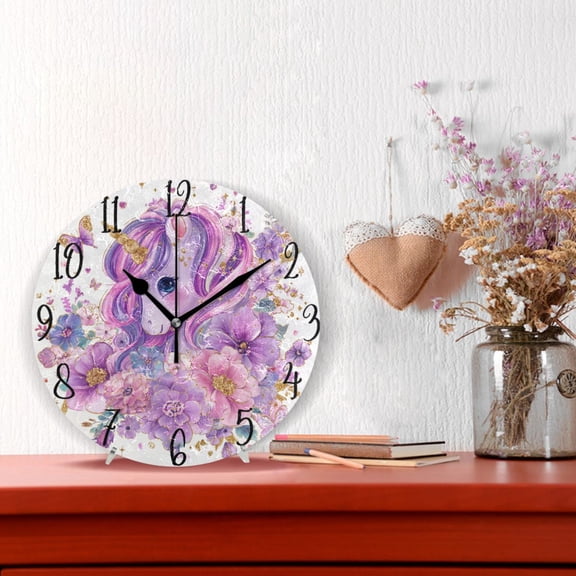 10" Quartz Indoor Wall Clock Silent Mechanism / Delicate Unicorn Pattern