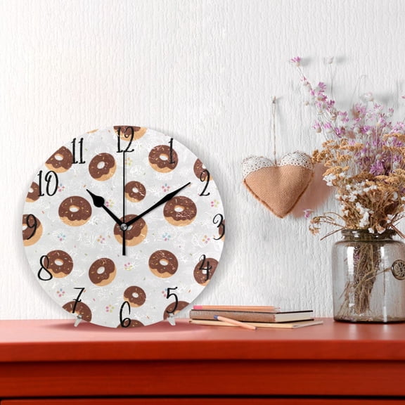 10" Quartz Indoor Wall Clock Silent Mechanism / Donut Pattern Sweet Dessert