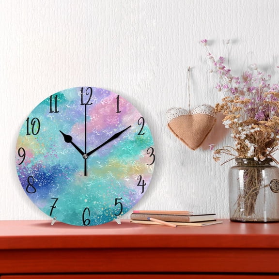 10" Quartz Indoor Wall Clock Silent Mechanism / Dreamy Pastel Splatter Design