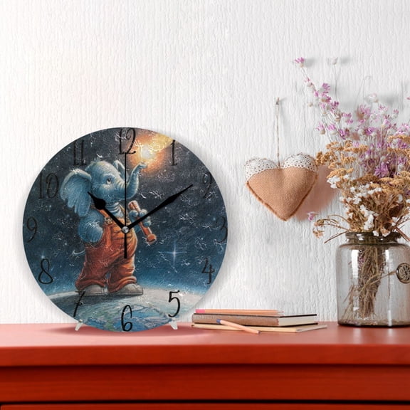10" Quartz Indoor Wall Clock Silent Mechanism / Explorer Elephant