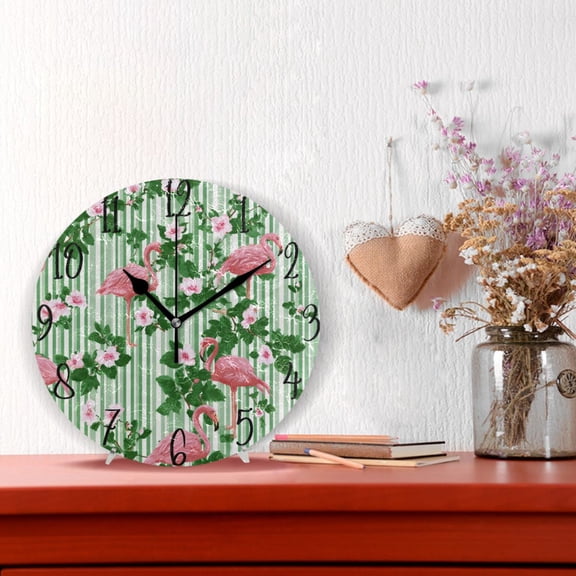10" Quartz Indoor Wall Clock Silent Mechanism / Flamingos at Rest