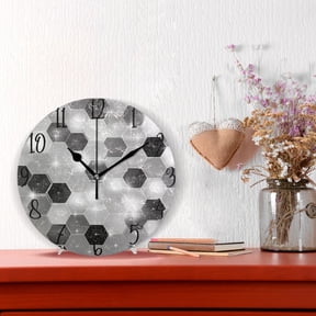 10" Quartz Indoor Wall Clock Silent Mechanism / Futuristic Sparkle Hex Tile