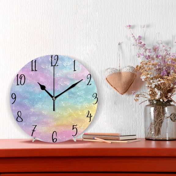 10" Quartz Indoor Wall Clock Silent Mechanism - Iridescent Gold Starry Sky