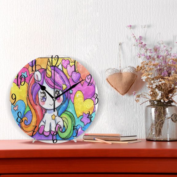 10" Quartz Indoor Wall Clock Silent Mechanism / Kawaii Unicorn