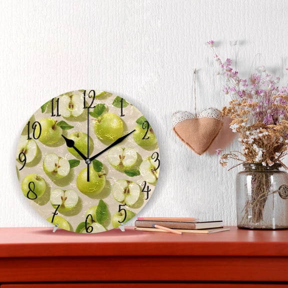 10" Quartz Indoor Wall Clock Silent Mechanism / Light Green Apple Harvest