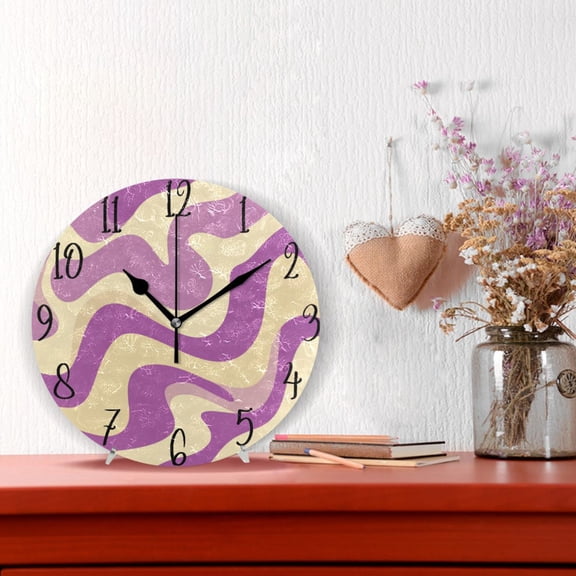 10" Quartz Indoor Wall Clock Silent Mechanism / Light Purple Cream Flowing