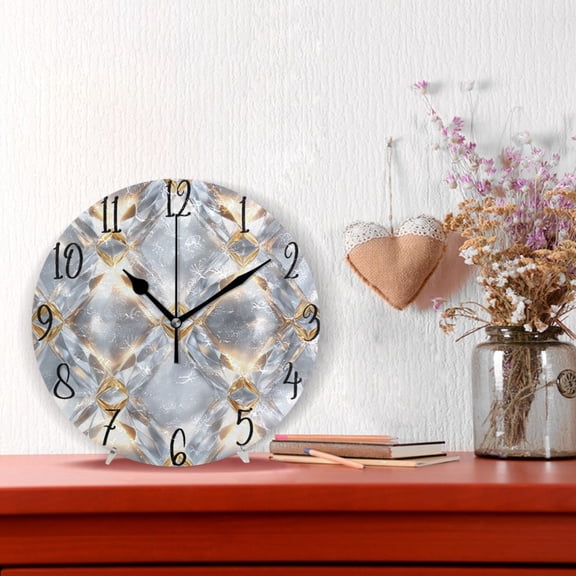 10" Quartz Indoor Wall Clock Silent Mechanism / Luxe Diamond Weave