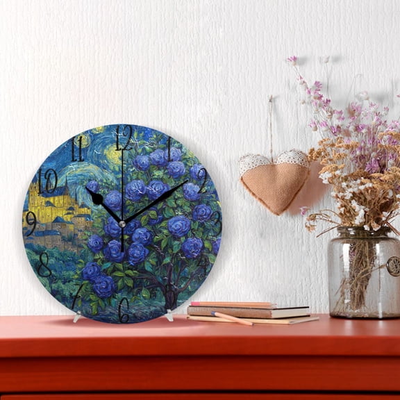 10" Quartz Indoor Wall Clock Silent Mechanism / Midnight Rose Citadel
