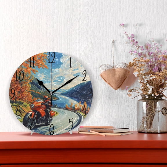 10" Quartz Indoor Wall Clock Silent Mechanism / Motorcycle Riding