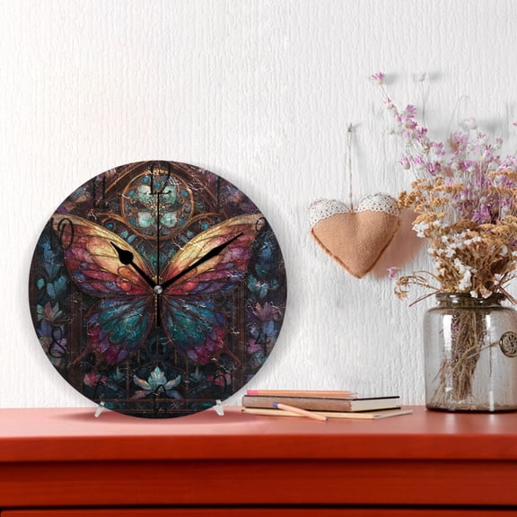 10" Quartz Indoor Wall Clock Silent Mechanism / Multi-color Metal Butterfly