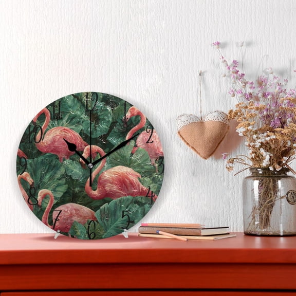 10" Quartz Indoor Wall Clock Silent Mechanism / Repetitive Flamingos