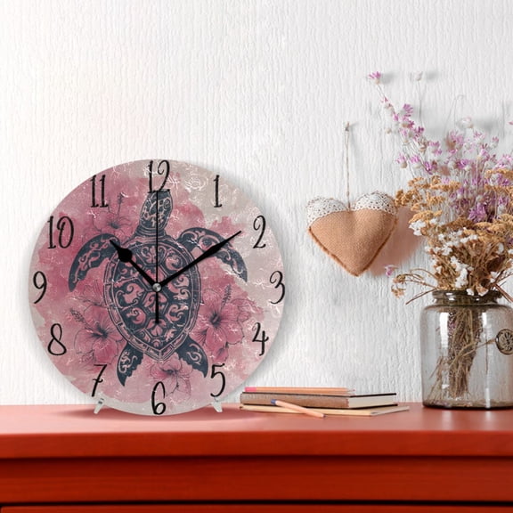 10" Quartz Indoor Wall Clock Silent Mechanism / Sea Turtle Print Pattern