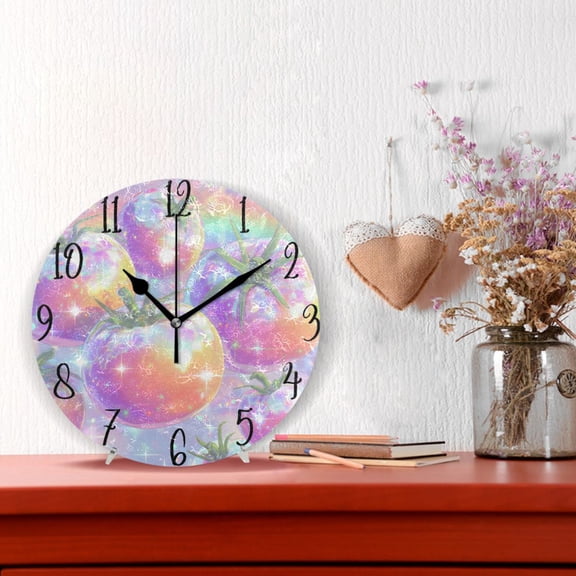 10" Quartz Indoor Wall Clock Silent Mechanism / Shiny Tomatoes Pattern