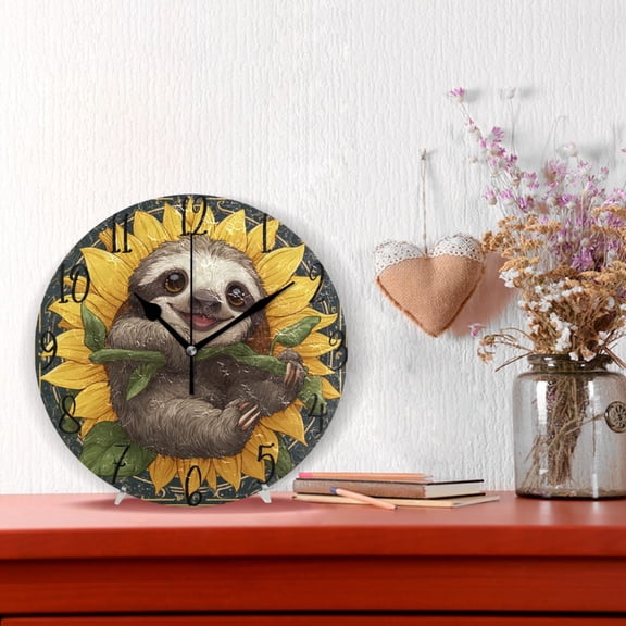10" Quartz Indoor Wall Clock Silent Mechanism / Smiling Happy Baby Sloth