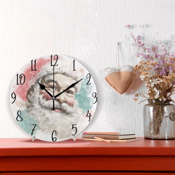 10" Quartz Indoor Wall Clock Silent Mechanism / Smiling Santa Claus Pattern