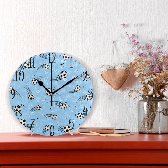 10" Quartz Indoor Wall Clock Silent Mechanism / Soccer Ball Motion Pattern