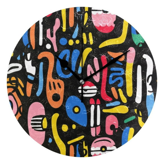 10" Quartz Indoor Wall Clock, Silent Mechanism Clock Abstract Style