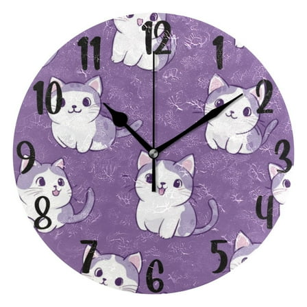 10" Quartz Indoor Wall Clock, Silent Mechanism Clock Cat Pattern