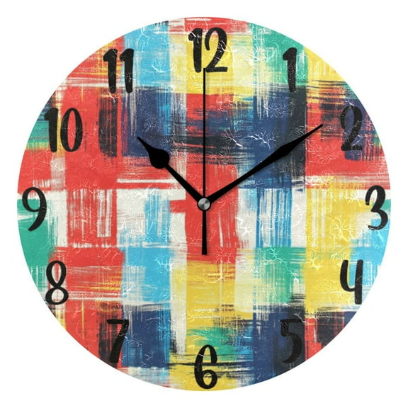 10" Quartz Indoor Wall Clock, Silent Mechanism Clock A Vibrant and Colorful Pattern