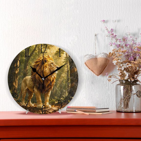 10" Quartz Indoor Wall Clock Silent Mechanism / Sunlit Forest Lion King