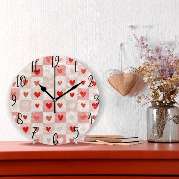 10" Quartz Indoor Wall Clock Silent Mechanism / Sweetheart Grid Of Love