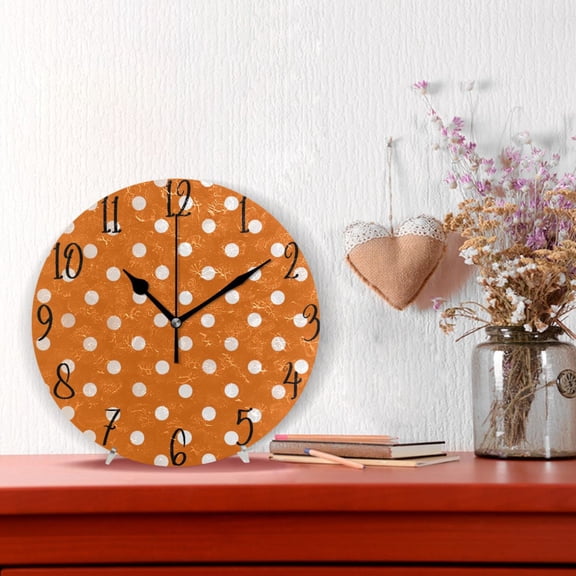 10" Quartz Indoor Wall Clock Silent Mechanism - Warm Orange Cream Dots