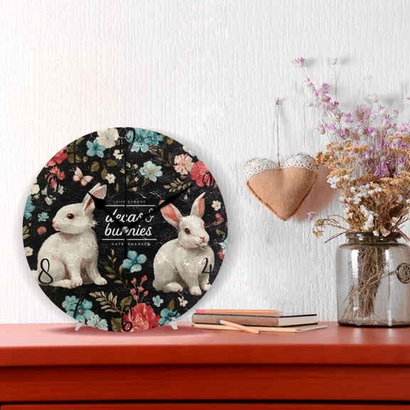 10" Quartz Indoor Wall Clock Silent Mechanism / White Rabbit and Bowtie