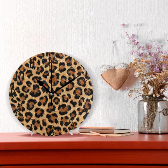 10" Quartz Indoor Wall Clock Silent Mechanism / Wild Amber Cheetah