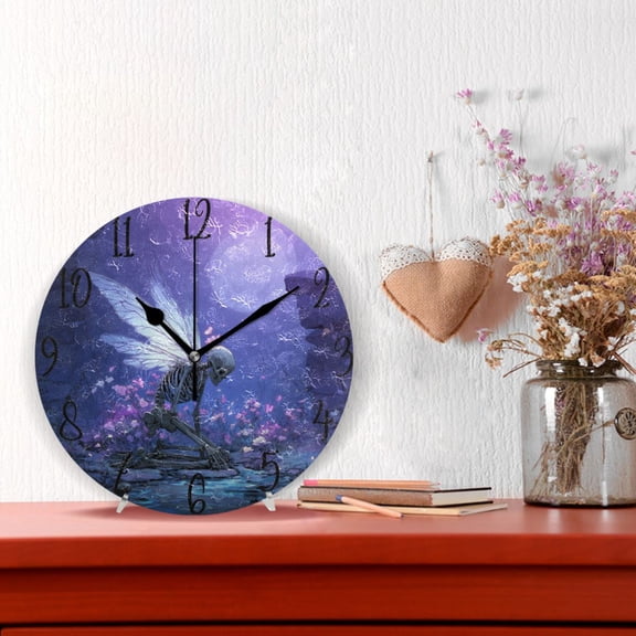 10" Quartz Indoor Wall Clock Silent Mechanism / Winged Skullman