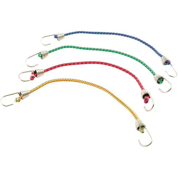 Erickson Mini Bungee Cords - 10 In Length - 4 Pack, Assorted Colors