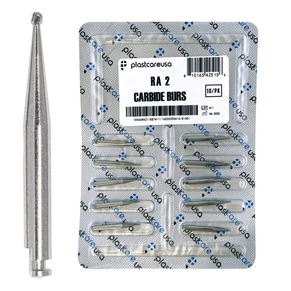 10 Ra2 Round Carbide Dental Burs Slow Speed Handpiece Friction Grip Drill Bits