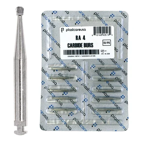 10 Ra4 Round Carbide Dental Burs Slow Speed Handpiece Friction Grip Drill Bits