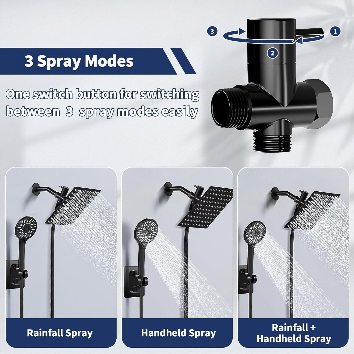 All Metal Shower System With 10 Inch Rain Head & Handheld | Matte Black Wall Mount Shower Set With Pressure Balance Valve