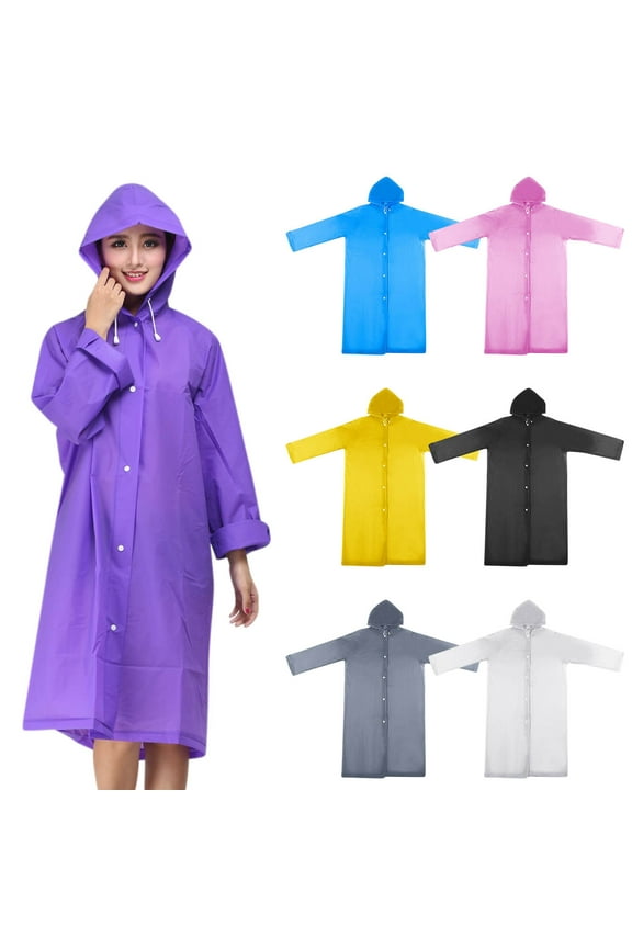 Under 10,Raincoat For Adults Portable Rain Cape Water-proof Outdoor Raincoat With Hood Transparent Raincoat For Camping, Hiking & Travel Holiday Excitement|EVA,Black,Vsgery